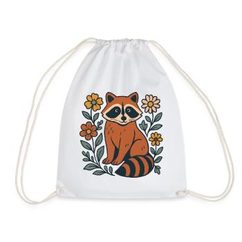Roter Panda im Blumenkreis - Turnbeutel - Weiß - Vorne