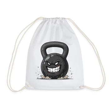 Angry Kettlebell – Burst of Force - Drawstring Bag - white - Front