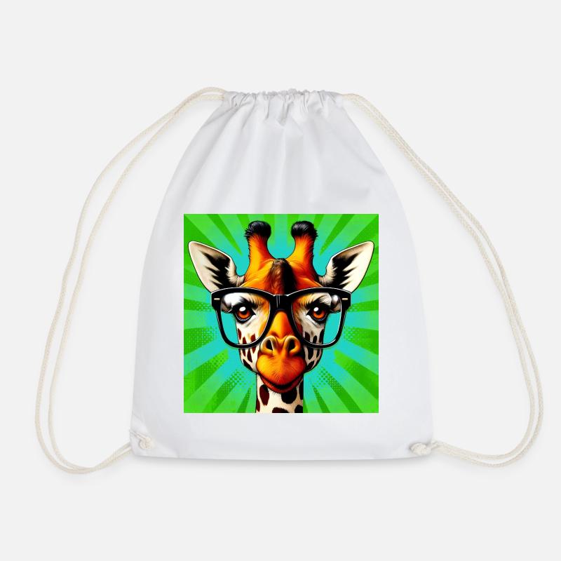 giraffe - Drawstring Bag - white