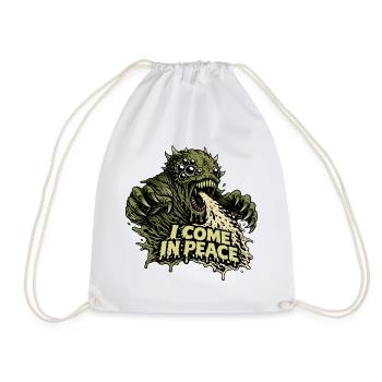 I Come In Peace Monster Horror Spruch - Turnbeutel - Weiß - Vorne