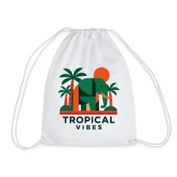 Tropical Elephant - Drawstring Bag - white - Front