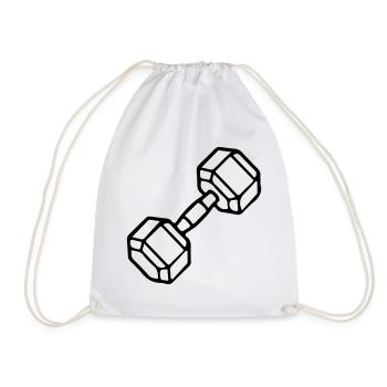Dumbbell Icon Weights Training - Drawstring Bag - white - Front
