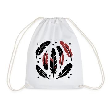 Bird Feathers Circle Logo - Drawstring Bag - white - Front