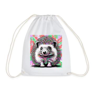 hedgehog - Drawstring Bag - white - Front