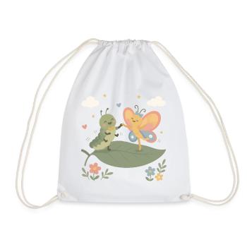 Caterpillar and butterfly dancing - Drawstring Bag - white - Front