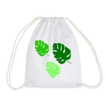 Monstera Blätter Trio Design - Turnbeutel - Weiß - Vorne