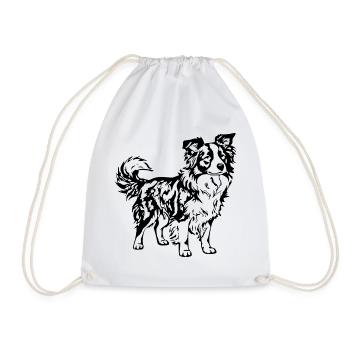 Border Collie schwarz Hunde Liebhaber Geschenk  - Turnbeutel - Weiß - Vorne