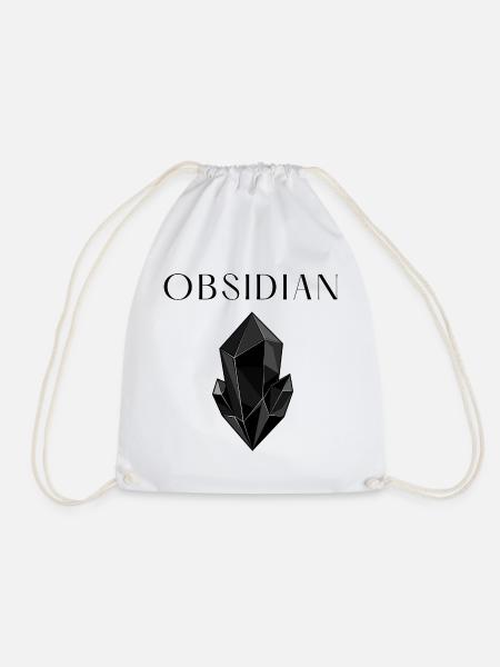 Minimalistischer schwarzer Obsidiankristall - Turnbeutel - Weiß
