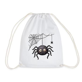 Spinne im Netz Halloween-Anhänger - Turnbeutel - Weiß - Vorne