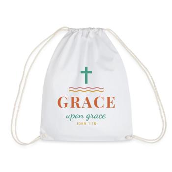 Grace Upon Grace – John 1:16 Christian - Turnbeutel - Weiß - Vorne