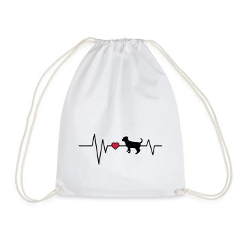 Heartbeat Dog Pup - Drawstring Bag - white - Front