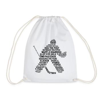 Goalie Lingo - Grunge Text Version (black print) - Drawstring Bag - white - Front