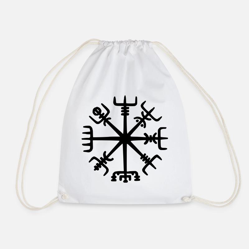 Viking Vegvisir symbol - Viking signposts - Drawstring Bag - white