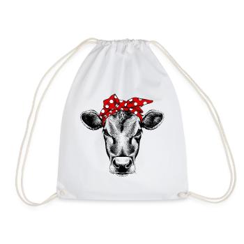 Heifer Cow Bandana - Drawstring Bag - white - Front