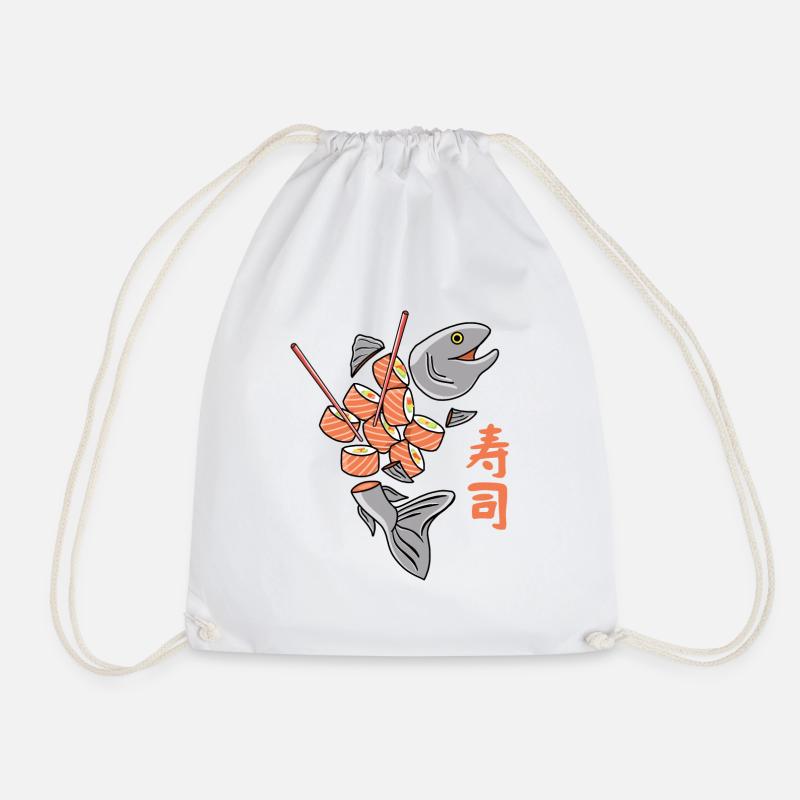 Salmon Sushi - Drawstring Bag - white