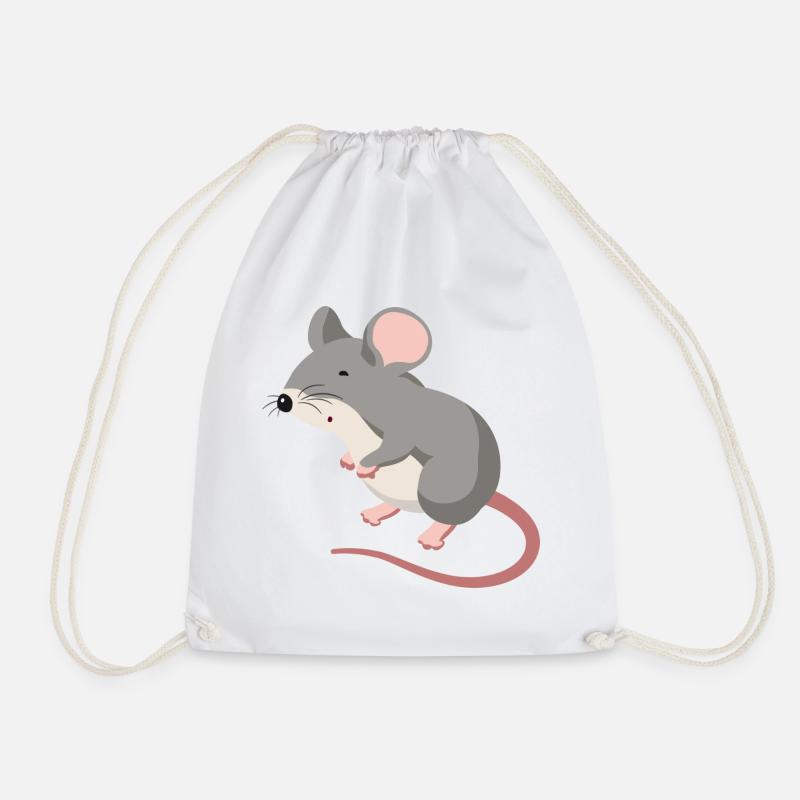 Maus Illustration – handgezeichnetes Tiermo - Turnbeutel - Weiß