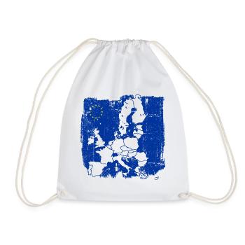 Blue Europe Map Silhouette - Drawstring Bag - white - Front