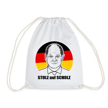 stolz auf Scholz, Bundeskanzler, Deutschland Shirt - Turnbeutel - Weiß - Vorne