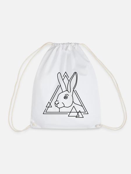 Hase in geometrischer Form - Line-Art-Design - Turnbeutel - Weiß