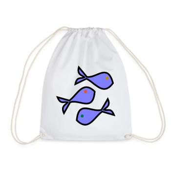 SARDINE. FISH. APRIL FOOL. EASTER. SEA - Drawstring Bag - white - Front