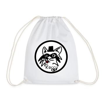 Rassiges Waschbär-Logo - Turnbeutel - Weiß - Vorne