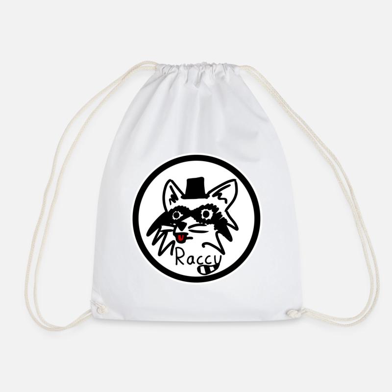 Raccy Raccoon Logo - Drawstring Bag - white