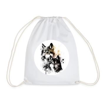 Husky and Wolf - Drawstring Bag - white - Front