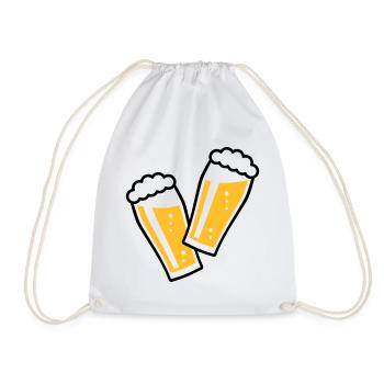 2 Biergläser Stoßen An (Bier / Willibecher / 2C) - Turnbeutel - Weiß - Vorne