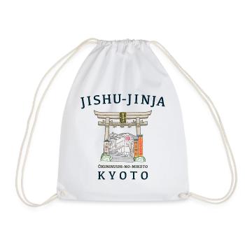 Kyoto in Japan, Jishu-Jinja, Kami for Love, Torii - Drawstring Bag - white - Front