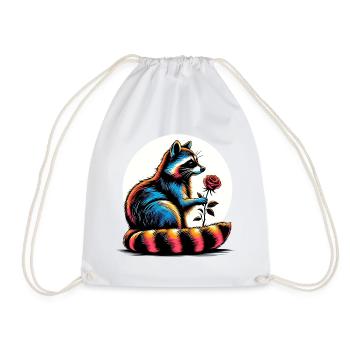Raccoon - Drawstring Bag - white - Front
