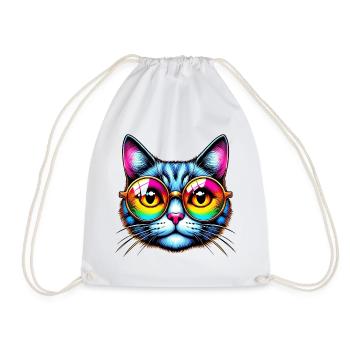 Kater mit Sonnenbrille - Turnbeutel - Weiß - Vorne