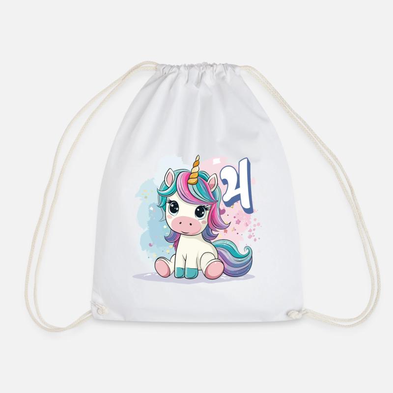 4. Geburtstag Einhorn Regenbogen Süß Niedlich - Turnbeutel - Weiß
