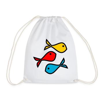 FISH. SARDINE. APRIL FOOL. SEA. OCEAN - Drawstring Bag - white - Front