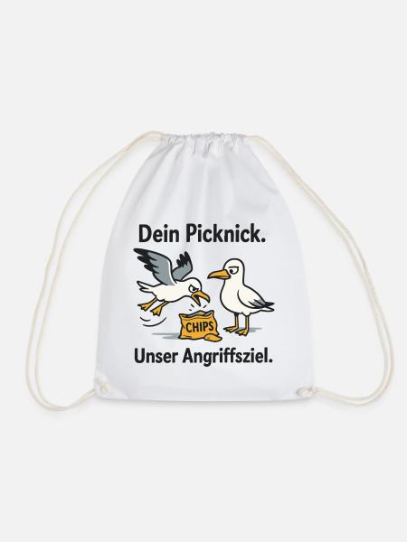 Dein Picknick Unser Angriffsziel - Turnbeutel - Weiß