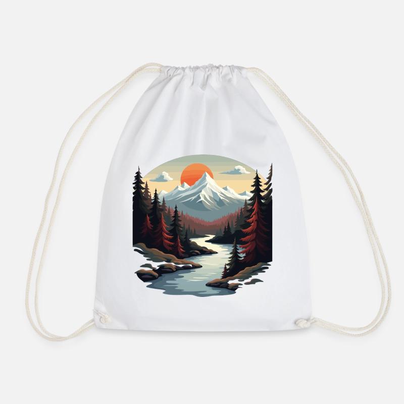 Mountain paradise with sunset - Drawstring Bag - white