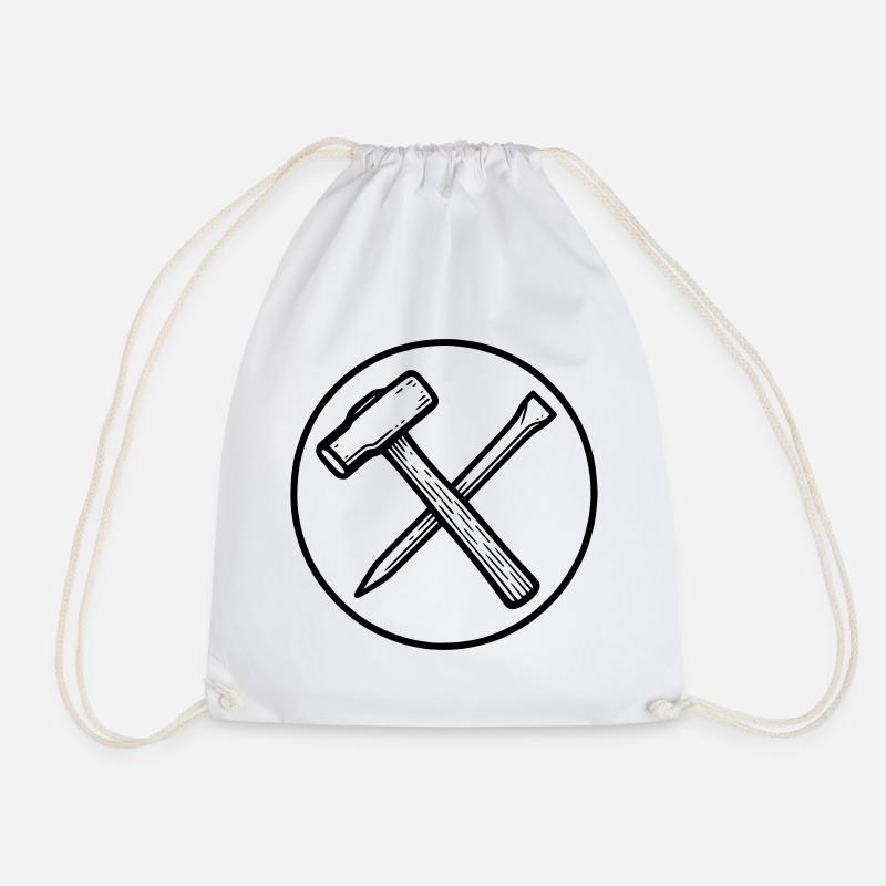 Hammer and Chisel - Drawstring Bag - white