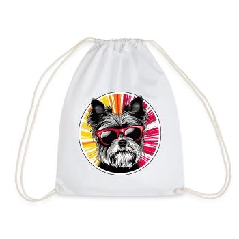 Chien avec des lunettes de soleil design néon - Sac de sport léger - blanc - Devant