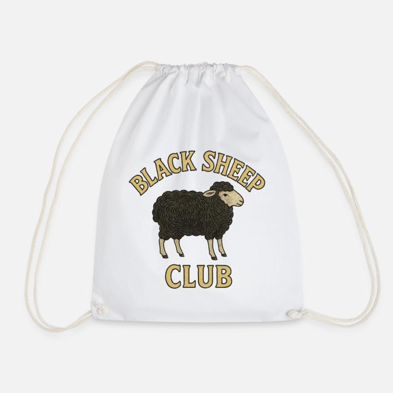 Black Sheep Club Emblem - Drawstring Bag - white