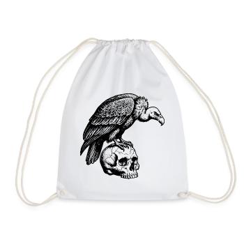 Vulture sitting on the skull. - Drawstring Bag - white - Front