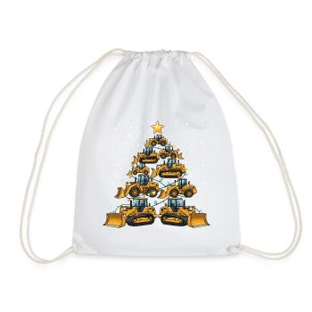 Lustiger Bulldozer Weihnachtsbaum Geschenk  - Turnbeutel - Weiß - Vorne