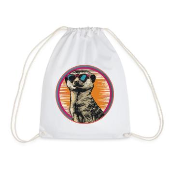 Suricate avec des lunettes de soleil rétro - Sac de sport léger - blanc - Devant
