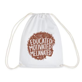 Femme éduquée, motivée, mélanée aux cheveux bouclés - Sac de sport léger - blanc - Devant