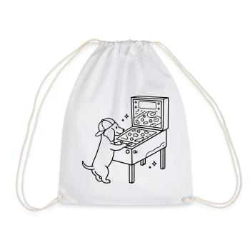 Pinball Pinball Dachshund Dog Kids - Drawstring Bag - white - Front