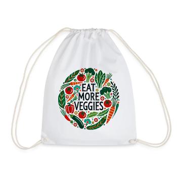 Eat More Veggies Circular Veggie Design - Drawstring Bag - white - Front