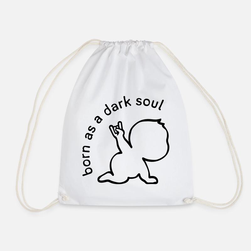 born as a dark soul - Drawstring Bag - white