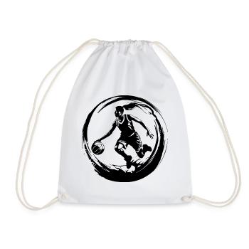 Basketball Player Woman Silhouette - Drawstring Bag - white - Front