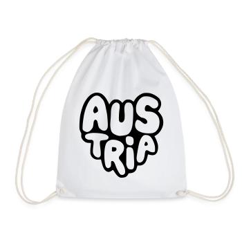 Austria - Austria Bubble Heart Typo - Drawstring Bag - white - Front