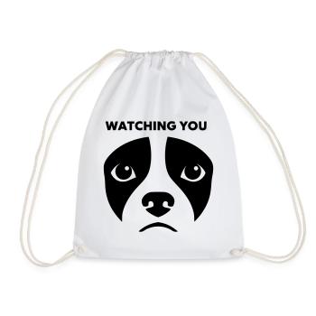 Hundeblick Watching You Spruch - Turnbeutel - Weiß - Vorne