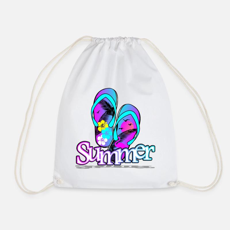 Summer Flip Flop - Drawstring Bag - white