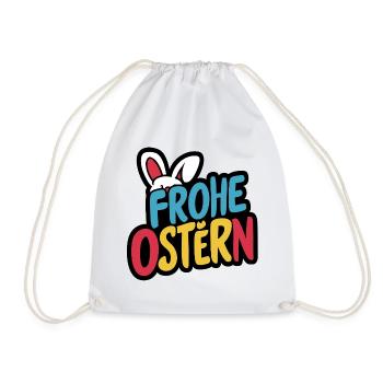 Frohe Ostern Hase - Turnbeutel - Weiß - Vorne